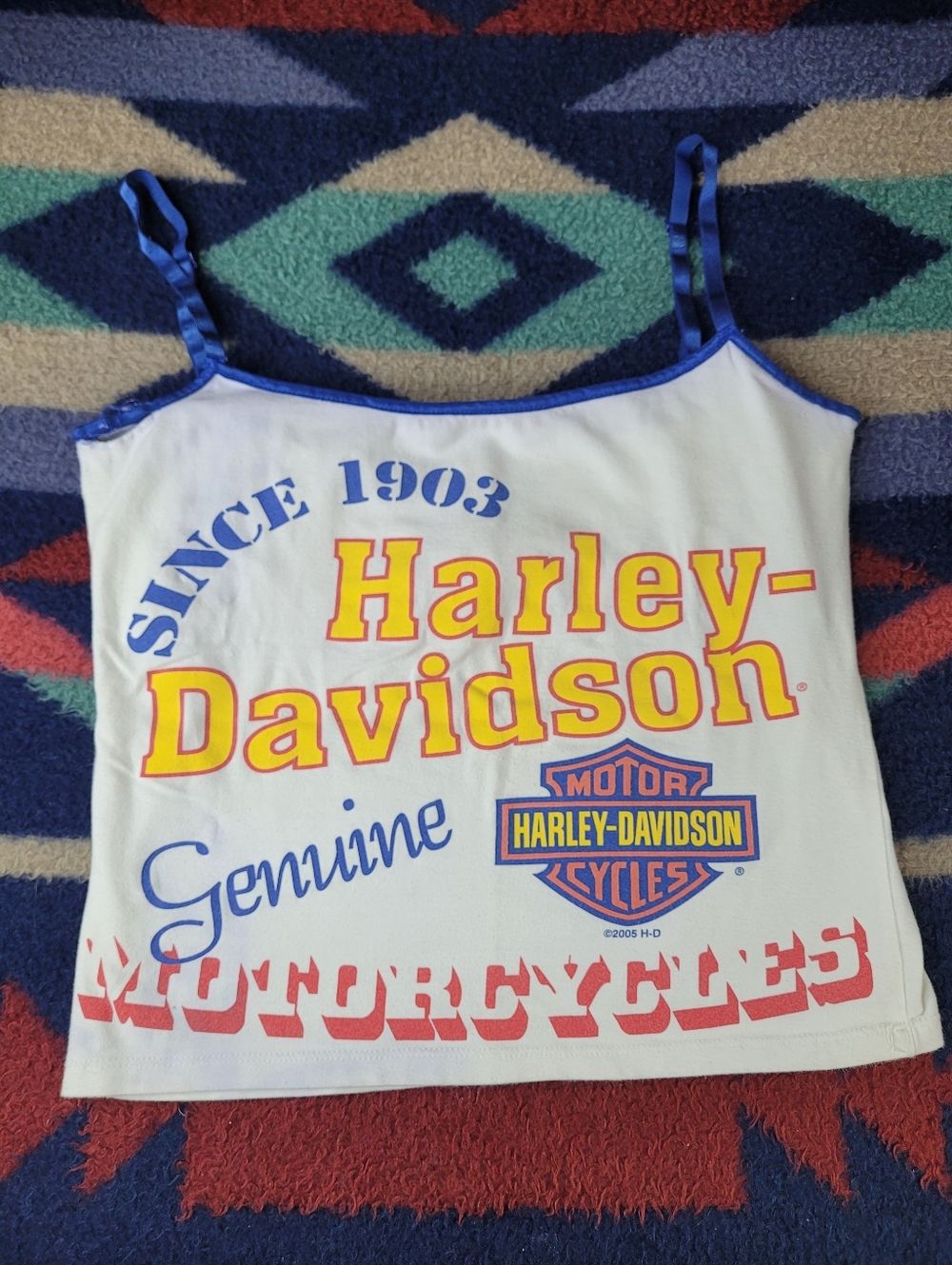 Vtg Y2K Harley Davidson Cropped Tank Top Womens XL Since 1903 Graphic 2005
